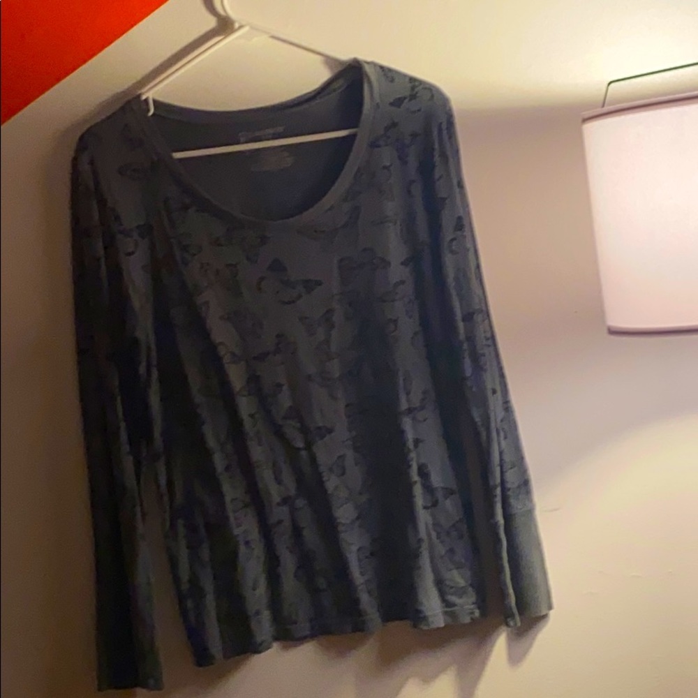 Grey long sleeve t-shirt with butterfly pattern